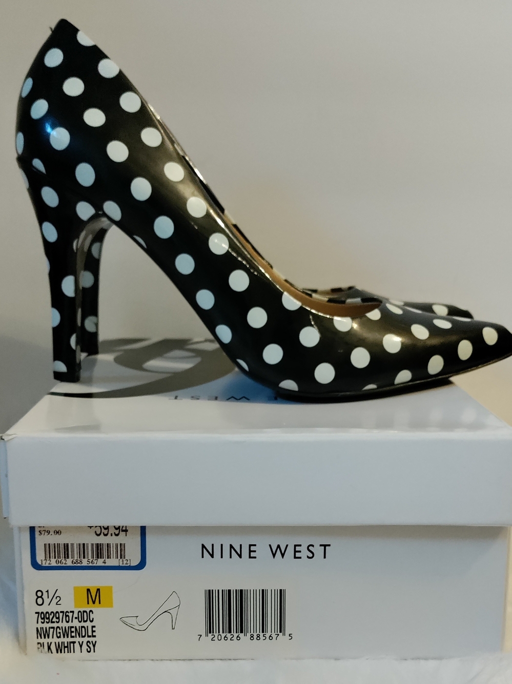 Nine West Black and White Polka Dot Pointed-Toe Pumps